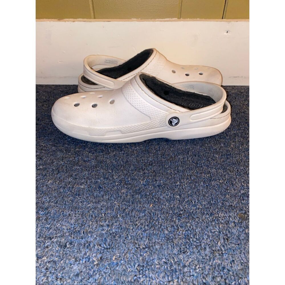 Crocs men 8 slip on slides w/lining and back straps white - Picture 3 of 10